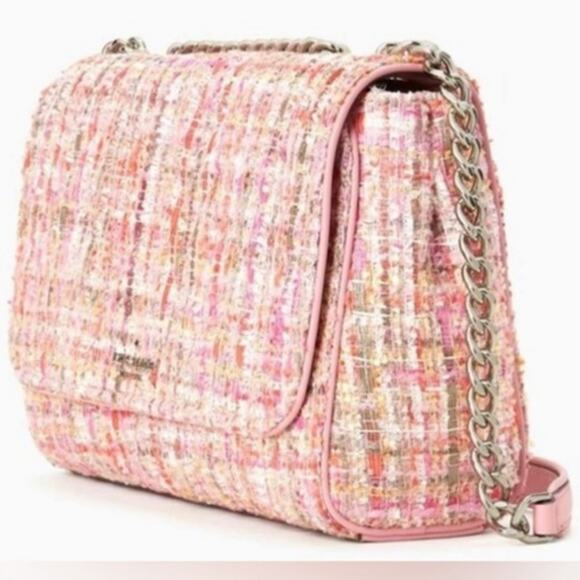 KATE SPADE Emelyn Briar Lane Quilted Tweed Crossbody Bag Chain Strap Pink NEW - Picture 3 of 14